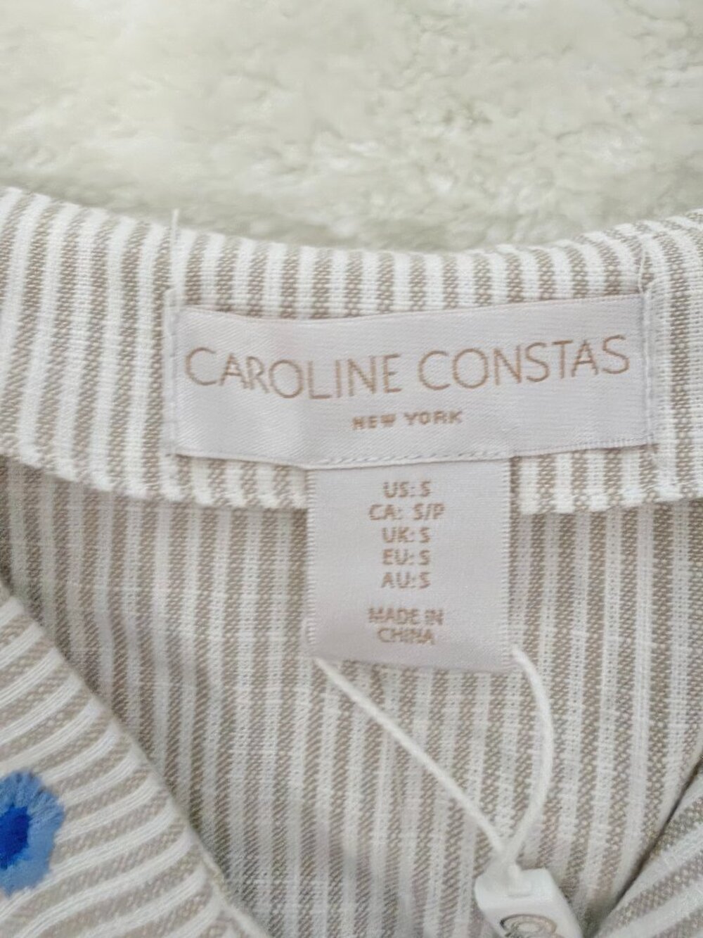 NWT Caroline Constas Embroidered Tie Front Puff Sleeve Top Size S - Picture 15 of 15